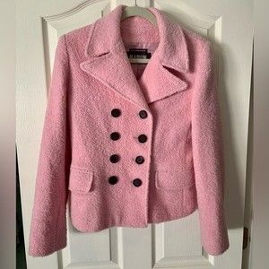 Marvin Richards size medium pink double breasted winter coat w black buttons